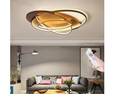 LED Deckenleuchte Oval Designer Wohnzimmer lampen 108W Fernbedienung Dimmbar Deckenlampe Hängeleuchte Metall Acryl Schirm Decke Wohnzimmerlampe Esszimmerlampe Esstischlampe Decke Lichter,Braun