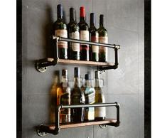 Z&HAO Rohr-Modellierung Weinregal Wand Bar Weinregal Weinflasche Lagerregal Vintage Industrie-Stil Wand Obere Regal, 50 Centimeters up and Down A Group