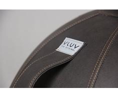 VLUV VEEL Lederimitat-Sitzball SBV-003.65MO, ergonomisches Sitzmöbel für Büro und Zuhause, Farbe: mokka (dunkelbraun), Ø 60cm - 65cm, Bezug aus lederartigem Imitat, robust und formstabil, mit Tragegriff