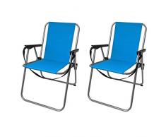 Multistore 2002 2 Stück Outdoor Klappstuhl faltbar inkl. Tragegurt, Camping Garten Balkon Strand Faltstuhl Angelstuhl, Farbe:Blau