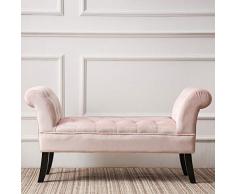 Greensen Betthocker Sitzbank Polsterbank Bettbank Schlafzimmer, Samt Bank Schlafzimmerhocker mit Armlehnen und Massivholz, Rosa Bank für Esszimmer und Schlafzimmer 116 x 40 x 60 cm