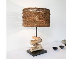 Dorf einfache Dekoration Holz Schlafzimmer Studie Holz Rattan Tisch Schreibtisch Nachttischlampe Light 300 X 530 Mm, B
