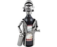 BRUBAKER Weinflaschenhalter Flaschenständer Feuerwehrmann Deko-Objekt Metall mit Grußkarte für Weingeschenk