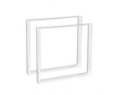 Froadp 2x Tischfüße Pulverbeschichtet Stahl Tischuntergestell Möbelfüße Kufengestell Tischkufen Rechteck-Gestell für Esstisch Schreibtisch Couchtisch Bank DIY Weiß(80x72cm)