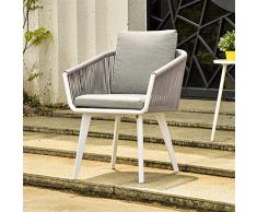 QQXX Indoor Wicker Loom Chair, handgemachte Wicker Stuhl/Outdoor/Bar/CourtyardLounge Chair - Stuhl Größe: 60x60x77cmHome Möbel (Farbe: Weiß 60x60x77cm)