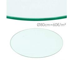 Rapid Teck® 60€/m² Glasplatte Rund Durchm. 800 mm Glastisch Tischplatte aus gehärtetem Glas Tisch Glasscheibe 8mm Dick