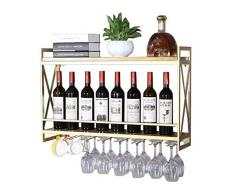 JIAHE115 Weinregal Weinflasche aus Eisen mit Wandhalterung Glasträger Weinregal for Weinhalterung Hängendes Weinglas Regal Aufbewahrung Wandregal Organizer for Restaurants, Daily Gold House