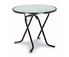 BEST 26528010 Scherenklapptisch Primo rund 80 cm, braun marmoriert