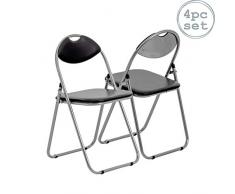 Klappstuhl - gepolstert - Schwarz - 4 Stück