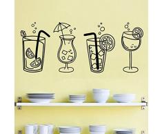 XCSJX Wand Vinyl Aufkleber Vier Cocktail Glas Getränke, verwendet für Küchenbar Restaurant Innenwand Dekoration Fenster Glas Aufkleber 57x24cm