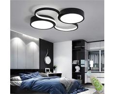 LED deckenleuchte mit fernbedienung Ring Design Decken Lampe Runde Aluminium Deckenleuchte Minimalistisch Dimmbar Deckenbeleuchtung Acryl Schirm Esszimmerleuchte Wohnzimmer-Lampe Schlafzimmer Schwarz