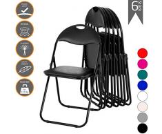 MACOShopde by MACO Möbel Klappstuhl 6er Set Paul - in SCHWARZ, stabiles Faltstuhl/Gästestuhl-Set aus Stahl, 100 kg belastbar!