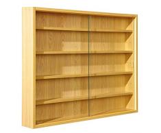 Inter Link Sammlervitrine Hängevitrine Wandregal Glasvitrine Wandvitrine Hängeregal Schaukasten MDF Buche Nachbildung