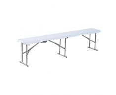 Outsunny Klappbank Kofferbank Campingbank Faltbank Bierbank Sitzbank, Stahl, Weiß, 183x28x43cm