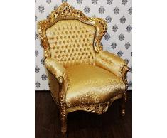 Casa Padrino Barock Sessel King Gold Muster/Gold - Möbel Antik Stil