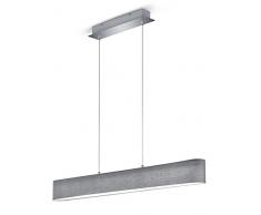 Trio Leuchten 320910111 Lugano A, LED Pendelleuchte, Nickel, 18 watts, Integriert, Stoffschirm Grau, mit Switch-Dimmer, 8.5 x 100 x 150 cm
