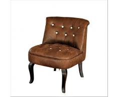 Wildlederoptik Sessel Vintage Sessel Barocksessel Textil Knopf Kristall