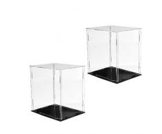 perfeclan 2pcs Dekorative Klarglas Tabletop Vitrine Mit Schwarzer Basis Für House Collection Display
