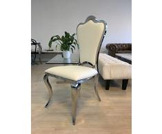 Rubin Barock Esstischstuhl Esszimmerstuhl Essstuhl Esszimmer Stuhl Edelstahl Weiss Kunstleder