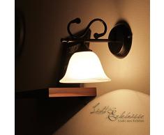 Landhaus mattschwarze Wandleuchte mit Alabasterglas 1/1/786 Wandlampe