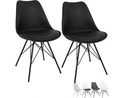 Nimara 2er Set Comfort Stuhl in skandinavischem Design | Esszimmerstühle und Küchenstühle | Stühle in Schwarz, Weiß, Grau und Mehreren Farben | Sitzkissen Stuhl | Retro Stuhl (Schwarz)