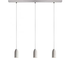Buchenbusch urban design 3er Betonlampe light edition – TextilkabelKiesel (26 Farben) – Hellgraue Deckenleuchte aus Beton mit Deckenschiene & LED Strahlern, Hängeleuchte Esstisch dimmbar, 3 flammig