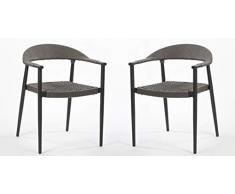 Dublino 2er Set | 2 x Aluminium Geflechtstuhl Atlas in Rattanoptik, stapelbar | Gartenstuhl mit Seilgeflecht