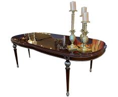 Casa Padrino Barock Esstisch mit Glasplatte Braun/Silber 230 x 106 x H. 80 cm - Edler Esszimmertisch im Barockstil - Barock Esszimmer Möbel