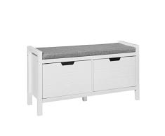 SoBuy FSR63-W Sitzkommode Sitzbank mit Sitzfläche Schuhtruhe mit Stauraum Schuhschrank Weiß BHT ca.: 91x50x30cm