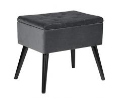WOLTU Sitzbank Sitztruhe Samt Hocker mit Stauraum, Aufbewahrungsbox Fußbank Polsterbank aus samt Holzbeine, 50x35x45cm, Dunkelgrau