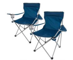 Anaterra 2 x Falt-/Campingstuhl, mit Getränkehalter und Armlehne, leicht und robust, blau