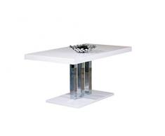Inter Link Esstisch Esszimmertisch Kuchentisch Säulentisch MDF Weiss Hochglanz Metall verchromt