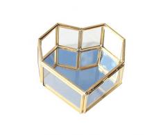 Garneck Glas Schmuckschatulle Herzform Schmuck Vitrine Klarglas Organizer Box Gold Andenken Box für Frauen Damen