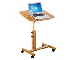 WYJW Nachttisch, Laptop-Tisch, Sofa-Beistelltisch aus Bambus und Holz, Schreibtisch auf Rollen, höhenverstellbar (Größe: 40 x 60 cm)
