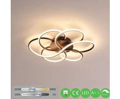 SONGYL LED Moderne Dimmbare Deckenleuchte Blütenform Design Deckenleuchte Metall Acryl Beleuchtung Schlafzimmerlampe Esszimmerleuchten mit Fernbedienung (Braun)