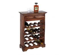 Invicta Interior Massives Weinregal Hemingway 55cm Mahagoni Flaschenregal im Kolonialstil Regal für 16 Weinflaschen Flaschenaufbewahrung Massivholz Holzregal