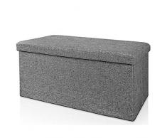 Deuba Faltbare Sitztruhe Sitzbank mit Stauraum 100 L Leinen Optik Grau 80x40x40 cm belastbar gepolstert Truhenbank Truhe