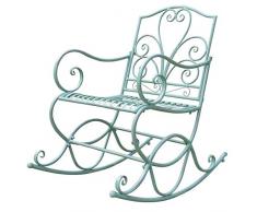 Dynamic24 Metall Schaukelstuhl Stuhl Schwingsessel Schwingstuhl Shabby Antik Look grün