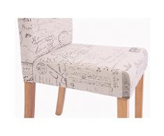 Mendler 4x Esszimmerstuhl Stuhl Lehnstuhl Littau ~ Textil mit Schriftzug, creme, helle Beine