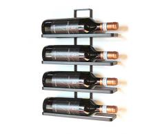 DanDiBo Weinregal Metall Schwarz Wandmontage 4-Wine beliebig erweiterbar Flaschenständer Flaschenregal Flaschenhalter Wand (4 Flaschen / 1.STK)