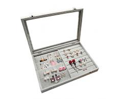 Sunsang Samt Schmuck Vitrine Ohrring/Ring/Halskette/Armband/Uhr Veranstalter Schmuck Schaufenster mit Klarglas Deckel und Schloss (K)