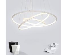 72W LED Pendelleuchte Esstisch Modern Drei Ring Design Lampe Innen Beleuchtung Hängelampe Acryl Kreative Leuchte Dekoration Kronleuchter für Wohnzimmer Esszimmer Dimmbar Stufenlos Lüster , Weiß