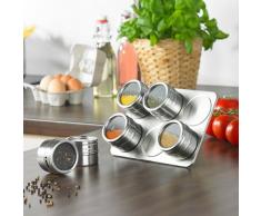 Rosenstein & Söhne Gewürzregal: Magnetisches Gewürzboard mit 6 Gewürzstreuern (Gewürzständer)