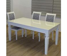 Euro Tische Esszimmertisch weiß Hochglanz Barock Orientalisch Antik - sehr Kratzfest - perfekt geeignet als Esstisch/Wohnzimmertisch - Made in Germany (160x90x75 cm)