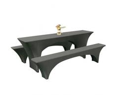 E EBETA Elastisch Biertischhussen Bierbank-Auflage & Tischdecke für 50cm 3 TLG-Set Breite Bierzeltgarnitur Stretch Hussen für Festzeltgarnituren Bierbank Hussen (Schwarz)