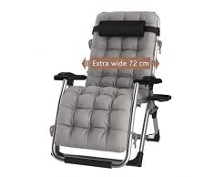 DQCHAIR Sonnenliege Klapp Schwerelosigkeit Stühle Liege Für Strand Terrasse Garten Camping Outdoor Tragbare Home Lounge Stuhl Unterstützt 200 kg Schwarz (Farbe : with Gray Cushions)