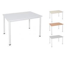 Dila GmbH Schreibtisch/Besprechungstisch in verschiedenen Größen und Farben weißes Metallgestell Konferenztisch Arbeitstisch (B: 120 cm x T: 80 cm, Weiß)