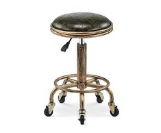 YZjk Stühle Retro Vintage Swivel Salon Massage, Hocker mit Rollen für Make-up Spa Beauty Friseur Maniküre Tattoo-Therapie, 4 Farben (Farbe: Grün)