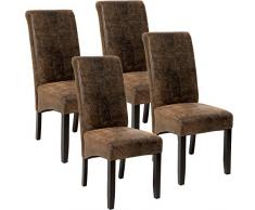 TecTake 4er Set Esszimmerstuhl Kunstleder Stuhl mit hoher Rückenlehne, ergonomische Form, Stuhlbeine aus Hartholz massiv, 106 cm hoch - Diverse Farben - (Antik Braun | Nr. 403500)