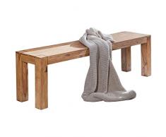 FineBuy Esszimmer Sitzbank Massiv-Holz Akazie 120 x 45 x 35 cm Design Holz-Bank Natur-Produkt Küchenbank Landhaus-Stil dunkel-braun Bank 3-Sitzer für innen ohne Rücken-Lehne Echt-Holz unbehandelt